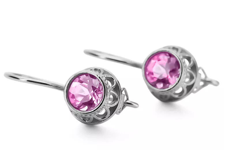 Vintage craft Earrings Amethyst Sterling silver 925 vec117s